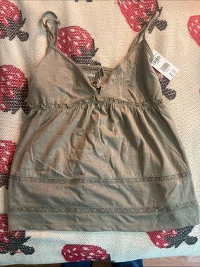 Hollister Olive Green Lace-Trim Cami Tank